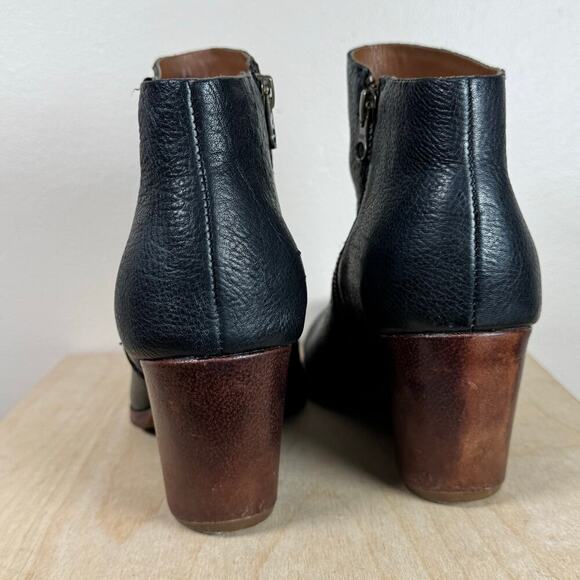 Kork Ease Women’s Black Leather Chandra Wedge Ankle Booties Stacked Heel 9.5M - Picture 4 of 11